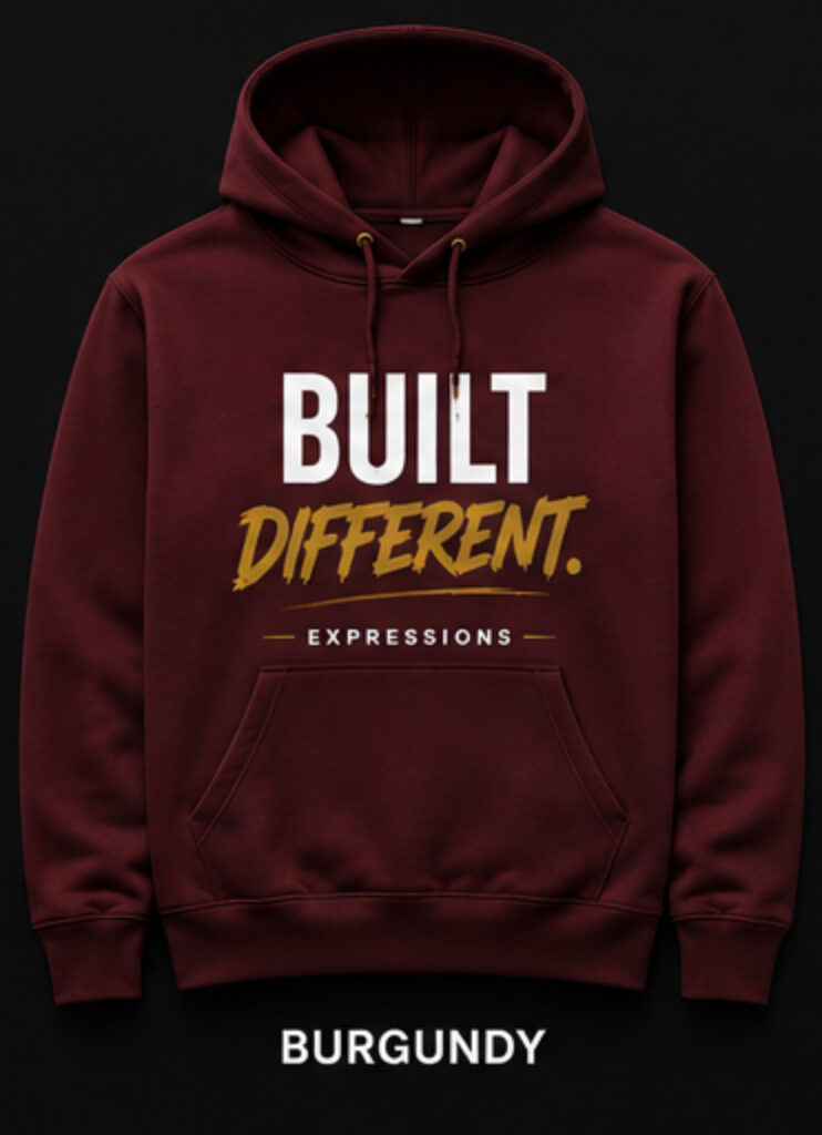 burgandy built differnent hoodie