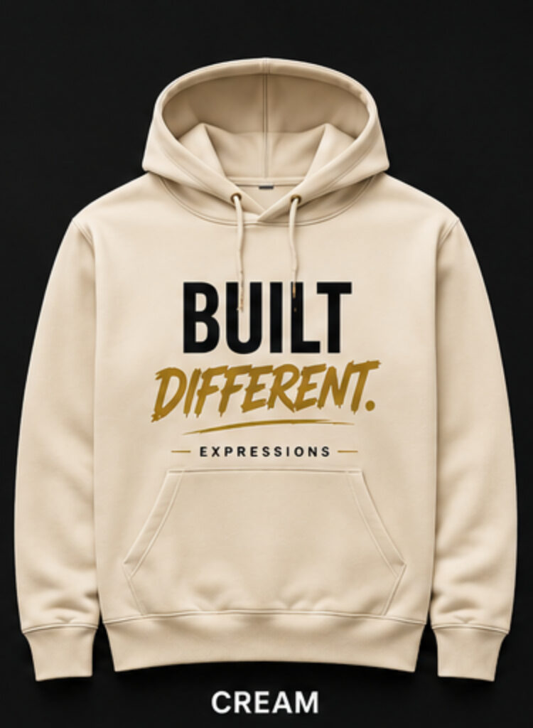 cream built differnent hoodie