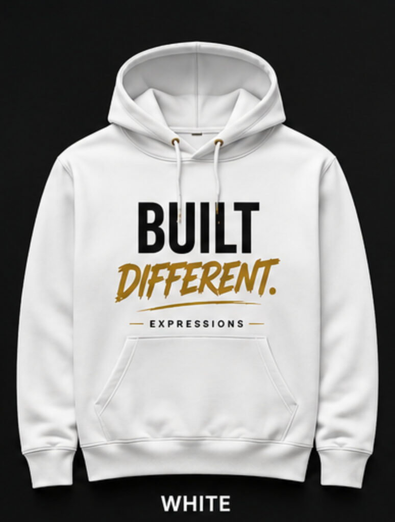 white built differnent hoodie